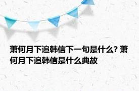 萧何月下追韩信下一句是什么? 萧何月下追韩信是什么典故