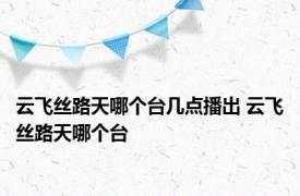 云飞丝路天哪个台几点播出 云飞丝路天哪个台 