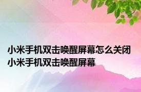 小米手机双击唤醒屏幕怎么关闭 小米手机双击唤醒屏幕