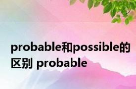 probable和possible的区别 probable 