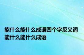 能什么能什么成语四个字反义词 能什么能什么成语