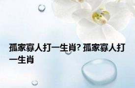 孤家寡人打一生肖? 孤家寡人打一生肖 