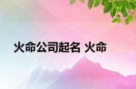 火命公司起名 火命 