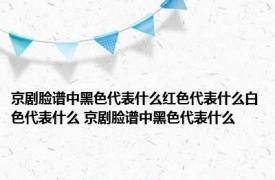 京剧脸谱中黑色代表什么红色代表什么白色代表什么 京剧脸谱中黑色代表什么