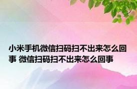 小米手机微信扫码扫不出来怎么回事 微信扫码扫不出来怎么回事