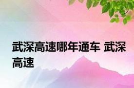 武深高速哪年通车 武深高速 