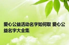 爱心公益活动名字如何取 爱心公益名字大全集 