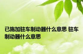 已施加驻车制动器什么意思 驻车制动器什么意思