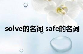 solve的名词 safe的名词 