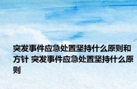 突发事件应急处置坚持什么原则和方针 突发事件应急处置坚持什么原则