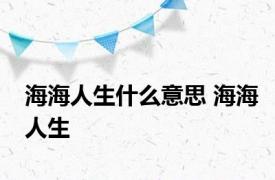 海海人生什么意思 海海人生 