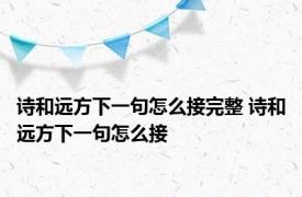 诗和远方下一句怎么接完整 诗和远方下一句怎么接