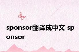 sponsor翻译成中文 sponsor 