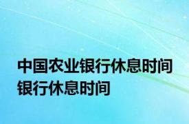 中国农业银行休息时间 银行休息时间