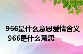 966是什么意思爱情含义 966是什么意思