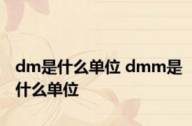 dm是什么单位 dmm是什么单位