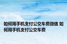 如何用手机支付公交车费微信 如何用手机支付公交车费