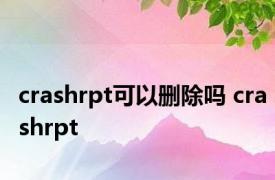 crashrpt可以删除吗 crashrpt 