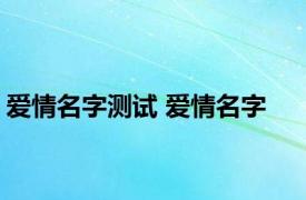 爱情名字测试 爱情名字 