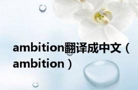 ambition翻译成中文（ambition）