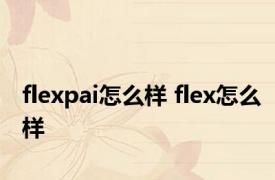 flexpai怎么样 flex怎么样 