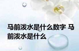 马前泼水是什么数字 马前泼水是什么