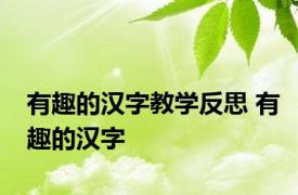 有趣的汉字教学反思 有趣的汉字 