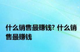 什么销售最赚钱? 什么销售最赚钱 