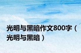 光明与黑暗作文800字（光明与黑暗）