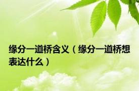 缘分一道桥含义（缘分一道桥想表达什么）