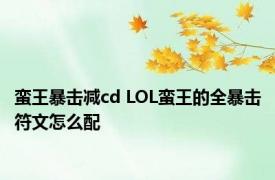 蛮王暴击减cd LOL蛮王的全暴击符文怎么配