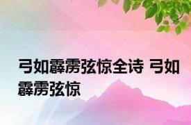 弓如霹雳弦惊全诗 弓如霹雳弦惊 