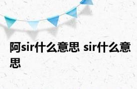 阿sir什么意思 sir什么意思 