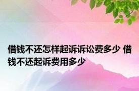 借钱不还怎样起诉诉讼费多少 借钱不还起诉费用多少 