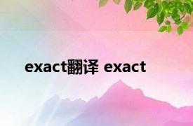 exact翻译 exact 