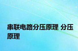 串联电路分压原理 分压原理 