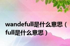 wandefull是什么意思（full是什么意思）