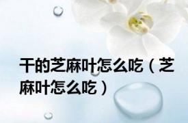 干的芝麻叶怎么吃（芝麻叶怎么吃）