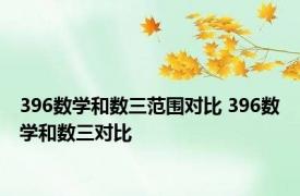 396数学和数三范围对比 396数学和数三对比 