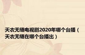 天衣无缝电视剧2020年哪个台播（天衣无缝在哪个台播出）