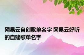 网易云自创歌单名字 网易云好听的自建歌单名字