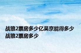 战狼2票房多少亿吴京能得多少 战狼2票房多少 