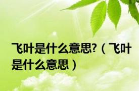 飞叶是什么意思?（飞叶是什么意思）