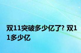 双11突破多少亿了? 双11多少亿 