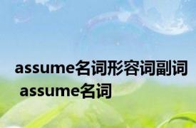 assume名词形容词副词 assume名词 