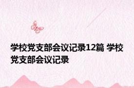 学校党支部会议记录12篇 学校党支部会议记录 