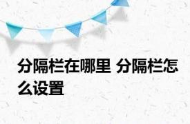 分隔栏在哪里 分隔栏怎么设置