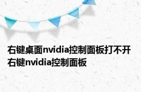 右键桌面nvidia控制面板打不开 右键nvidia控制面板 