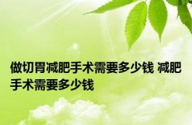 做切胃减肥手术需要多少钱 减肥手术需要多少钱 