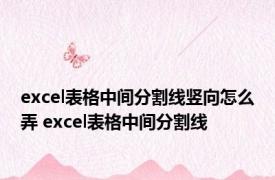 excel表格中间分割线竖向怎么弄 excel表格中间分割线 